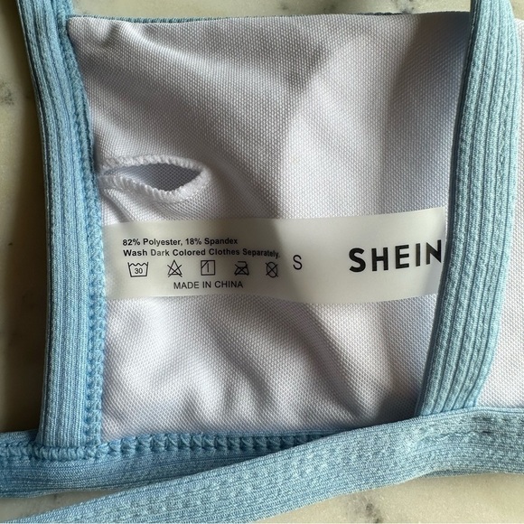 SHEIN Ribbed Squared Blue Bikini Set Size Small - Picture 7 of 10